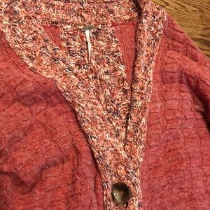 Free People coral button up sweater